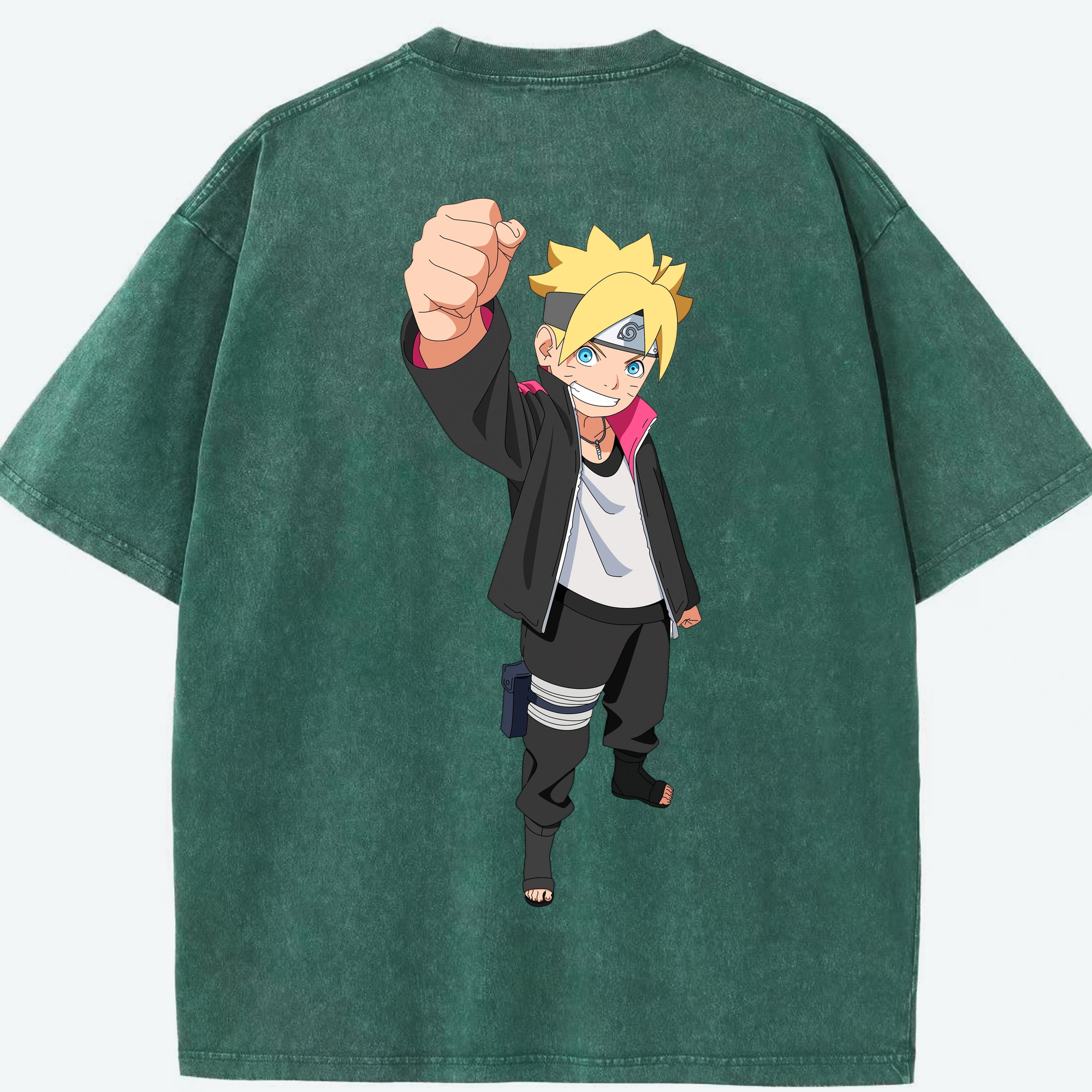 （画像用） NARUTO -ナルト- うずまき ボルト Uzumaki Boruto 綿100% ヴィンテージ風 半袖Tシャツ（背面プリント）